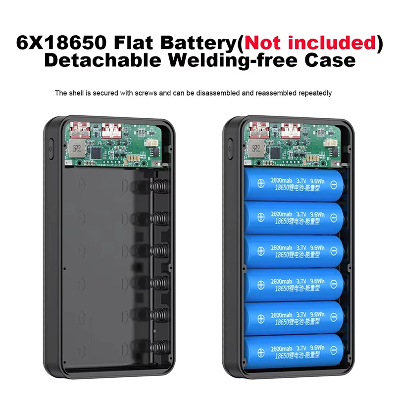 6*18650 Power Bank Battery Box 18650 Battery Cases 6*18650 Power Bank Battery Box Holder Dual USB 18650 Battery Holder 10W Fast