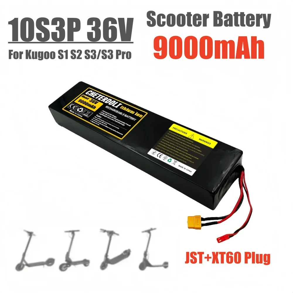 

New 36V 10S3P 9000mAh 18650 rechargeable lithium-ion battery 500W built-in BMS Suitable for KUGOO S1, S2, S3 Electric Scooters