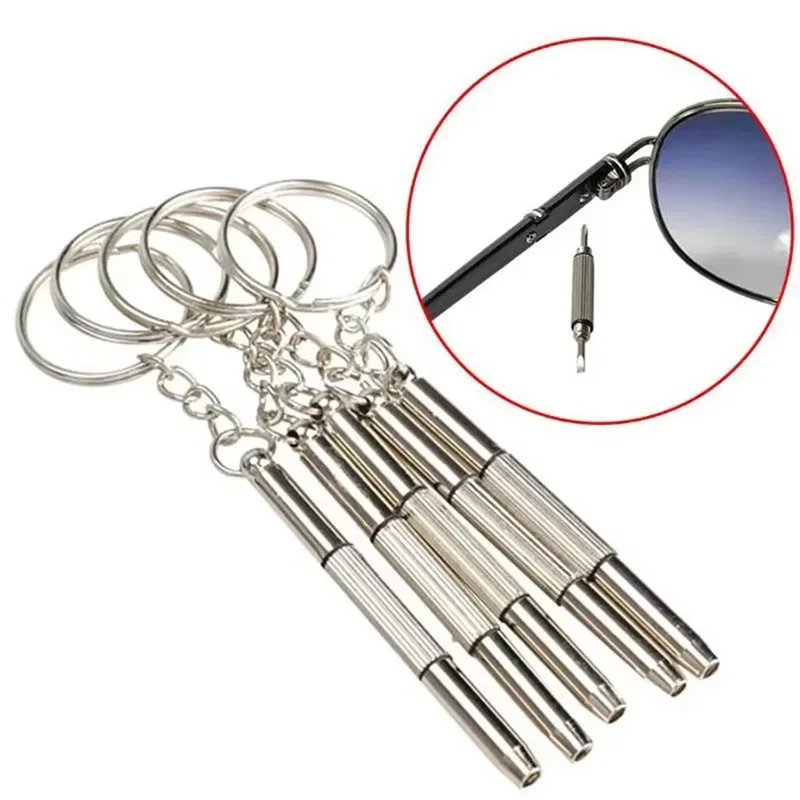 

Mini Hand Glasses Screwdrivers 3-in-1 Spectacle Repair Kits Multifunction Sunglass Watch Glasses Screwdriver Set with Keychain