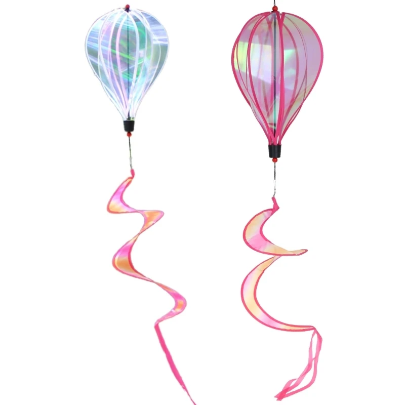 50JC Hot Air Balloon Wind Spinner Colorful Sequins Striped Hanging Wind Spinners