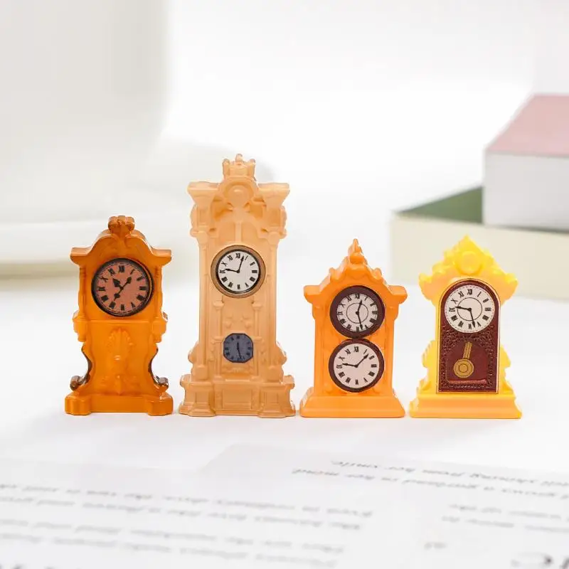 1/8Pcs 인형 집 액세서리 1:12 인형 집 미니어처 벽시계 유럽 빈티지 시계 가구 모델 장식 장난감