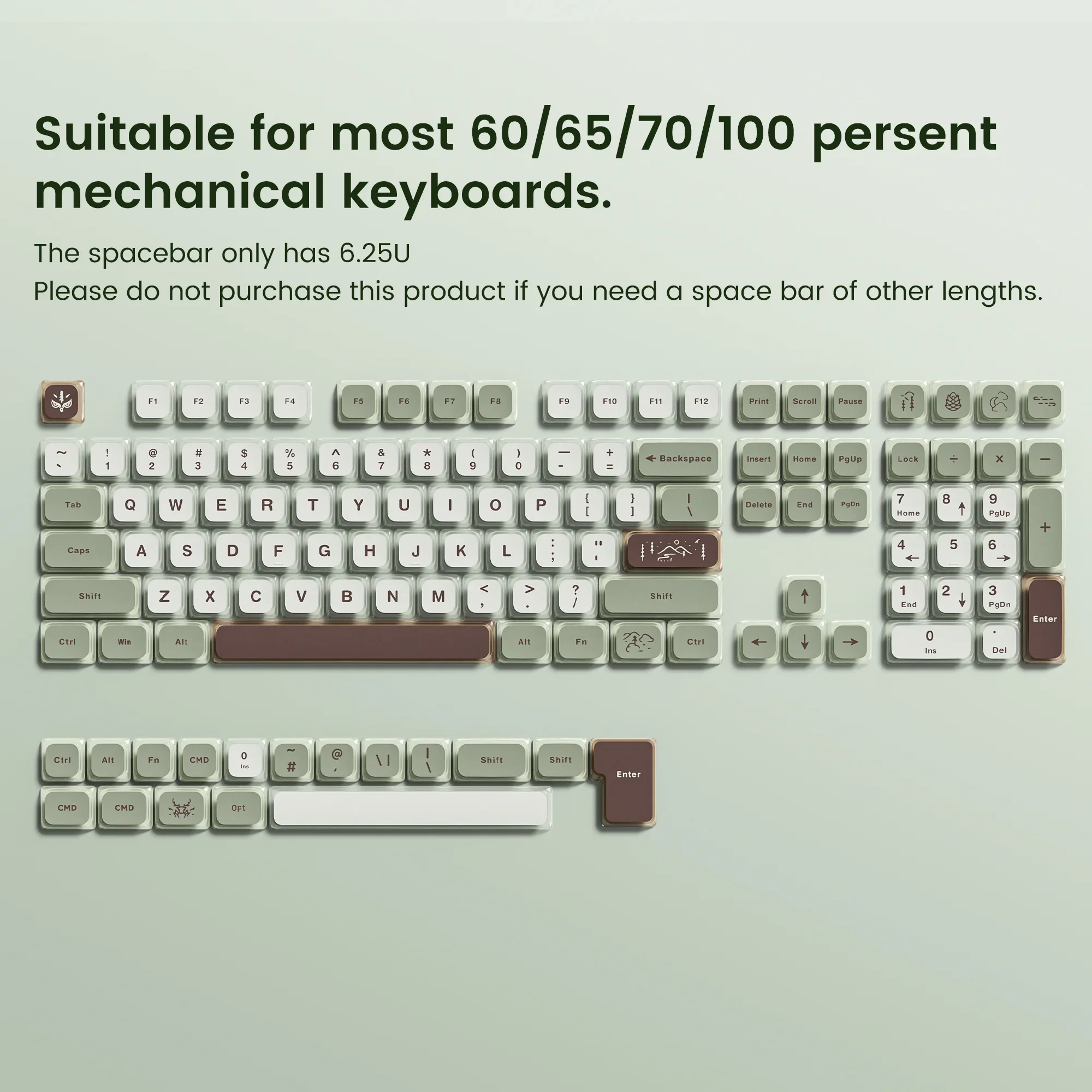 XVX-Mist Dye-Sub Low Profile Keycap, Keycaps coloridos, Moda DIY, 125 Chaves