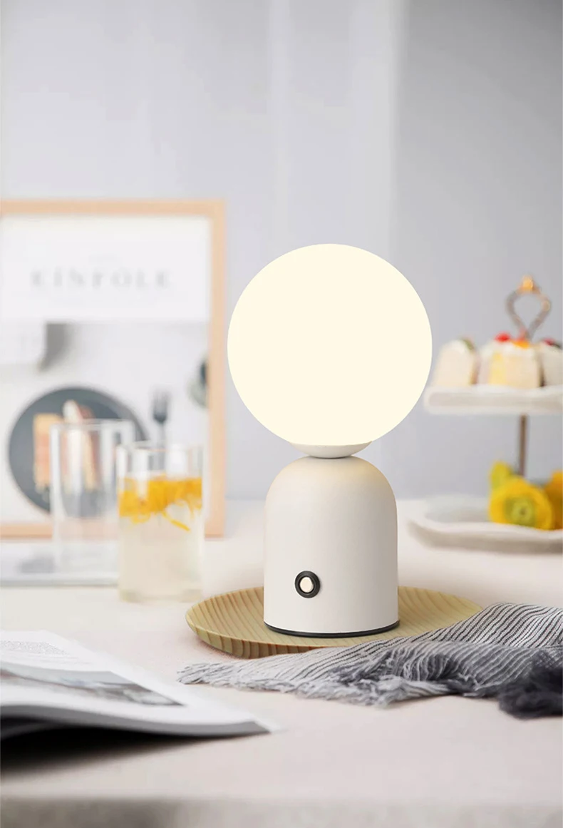Colorful Desk Lamp Charging White Glass Mini Table