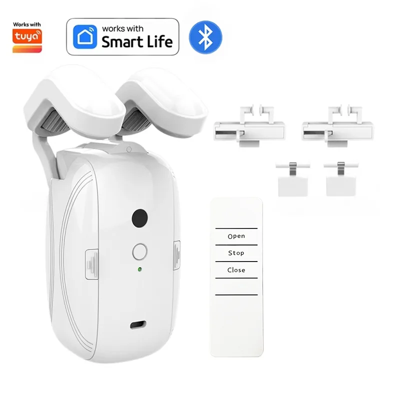 Slimme Automatische Gordijnopener, Afstandsbediening Met App/Timer/Stem, Met T/U/Rome Staaf, Wifi Bluetooth Automatische Lichtsensor