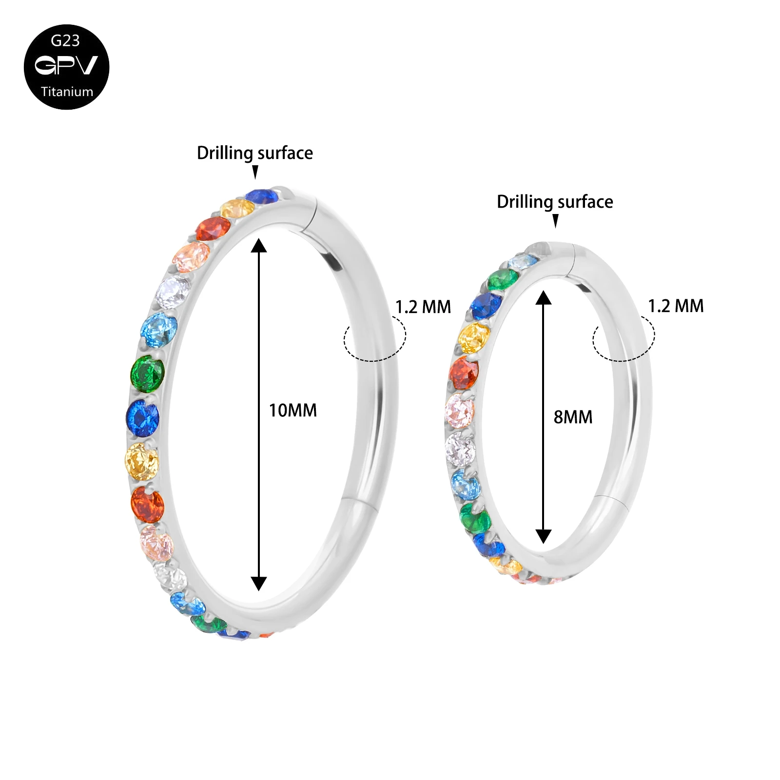 Couple Perforated Nose Ring G23 Titanium Alloy Inset 5A Colored Zircon Rock Hip-Hop Punk Body Piercing Jewelry Earrings