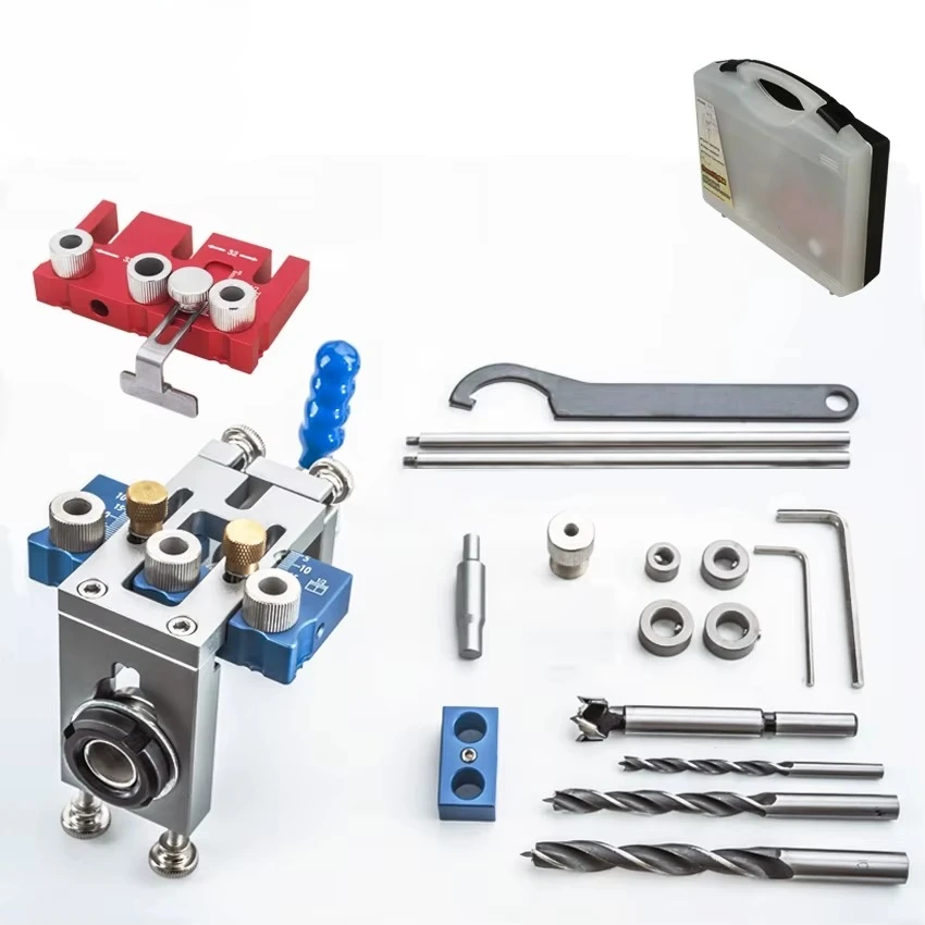 Quick Clamp Woodworking 3 in 1 Dowelling Jig Dowel Cam Jig Wood Cabinets Wardrobes Punching Hole Drilling Guide Locator Tool Kit