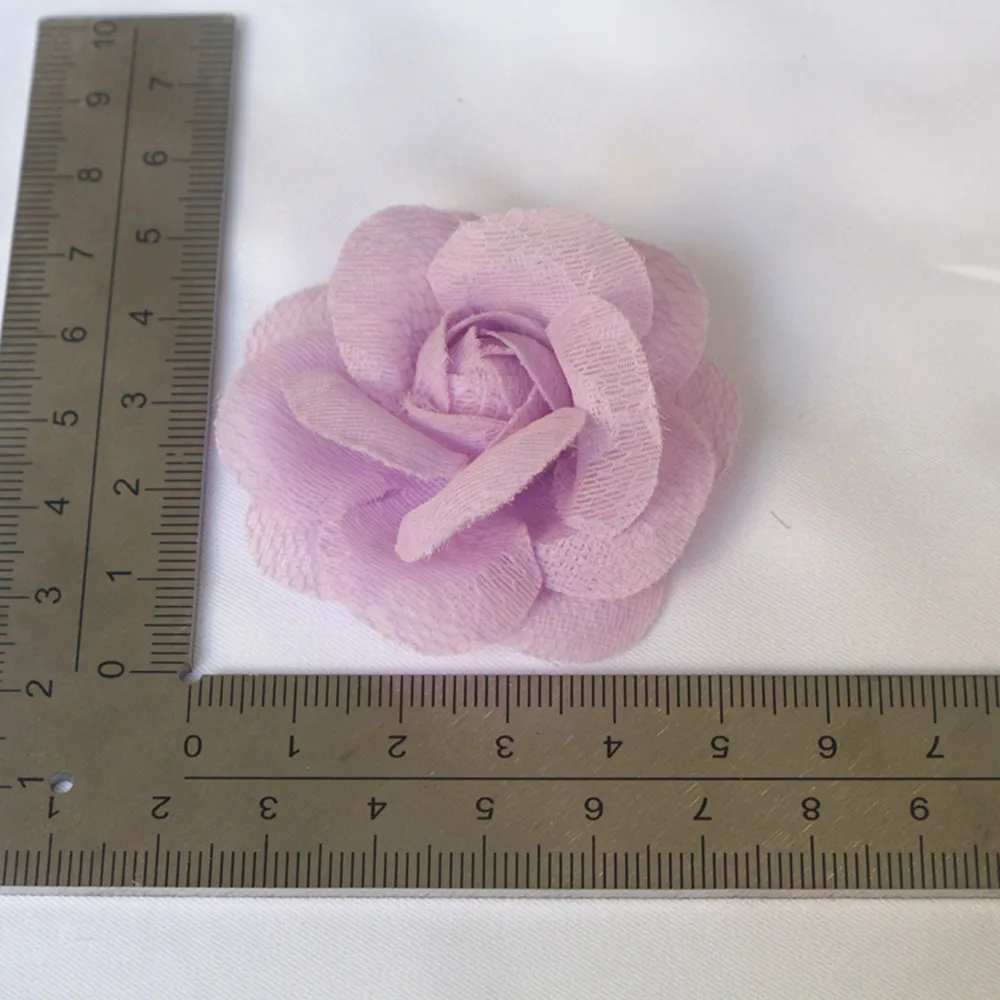 5PCS 5,5 CM Handgemachte Spitze Stoff Kamelie Rose Blume Kopfbedeckung Hut Kleid Kleidung Dekoration Haar Zubehör Brosche DIY material – Detail 10