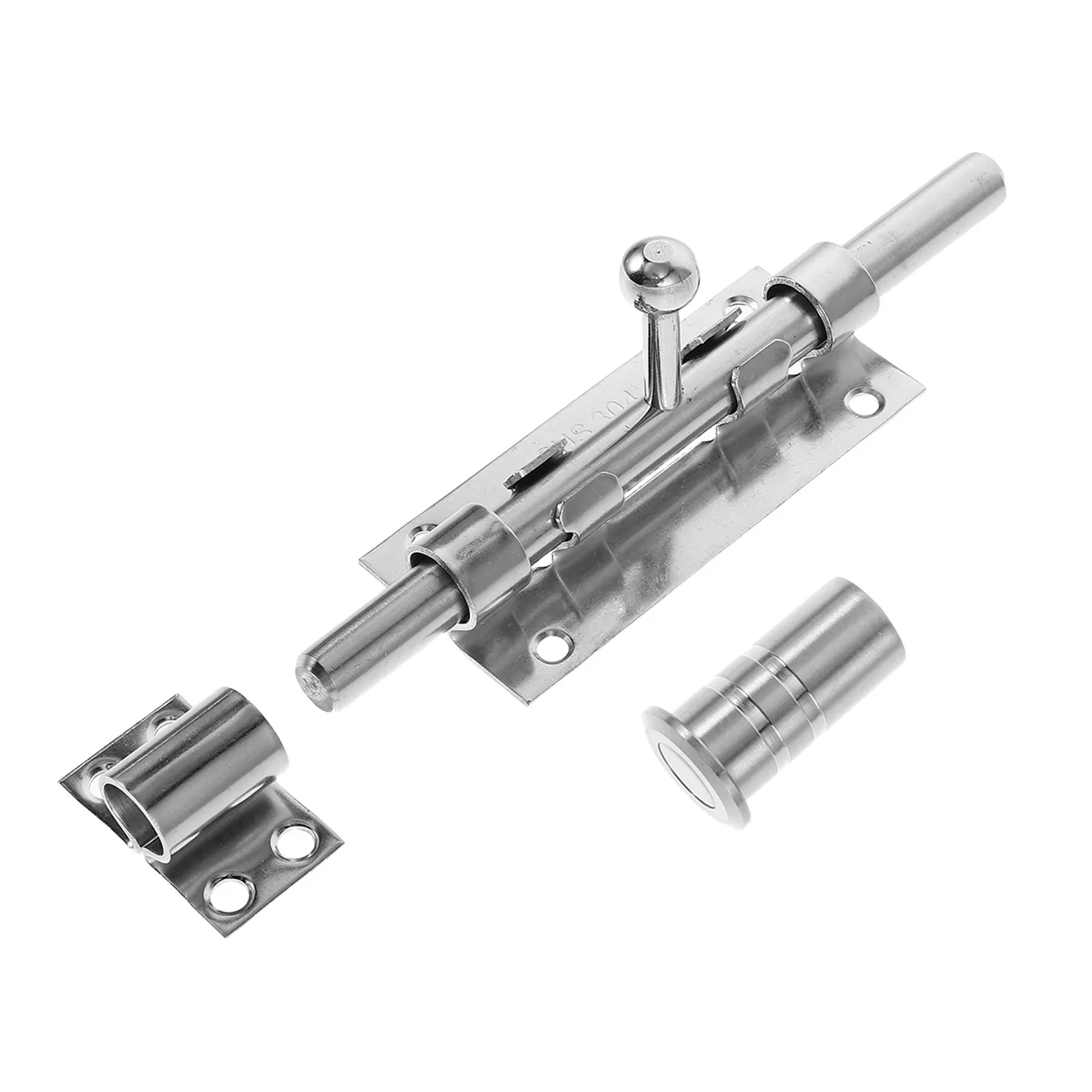 

1Set Stainless Steel Slide Bolt Lock Heavy Duty Barrel Bolt Latch Padlock Hole for Wooden Fence Shed Door Interior Gates