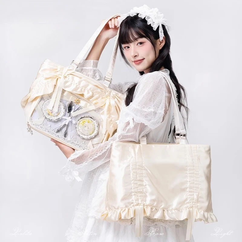 

Drawstring Bow Ita Bag Underarm Sac Femme High Capacity Transparent Bolsos De Mujer Shoulder Bags for Woman Sweet Cool Bolso