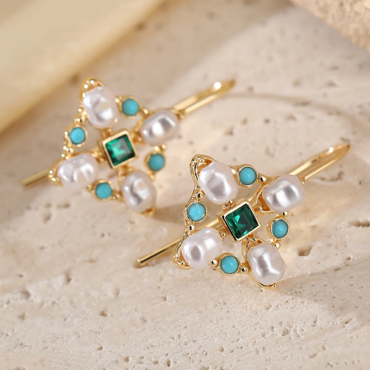 Elegant Style Simulated Pearl Gemstone Earrings Made of Copper, Suitable for Women's Jewelry, Ideal for Formal Occasions