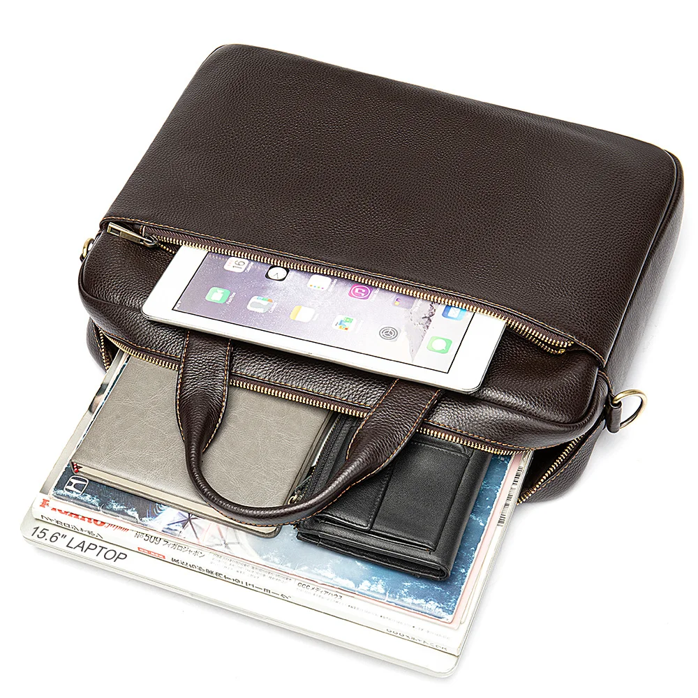 15.6 Inch Laptop Bag Leather Briefcase Man Messenger Shoulder Porte-Documents Business Office s Document Handbag