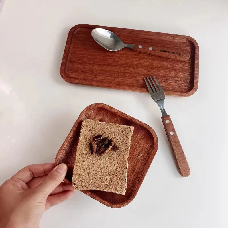 High-quality custom large rectangular Acacia wood tray hotel tea service