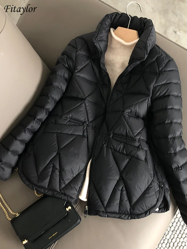 Fitaylor Winter Light Down Short Jacket Women 90% White Duck Down Warm Coat Ladies Stand Collar Casual Loose tinta unita Outwear