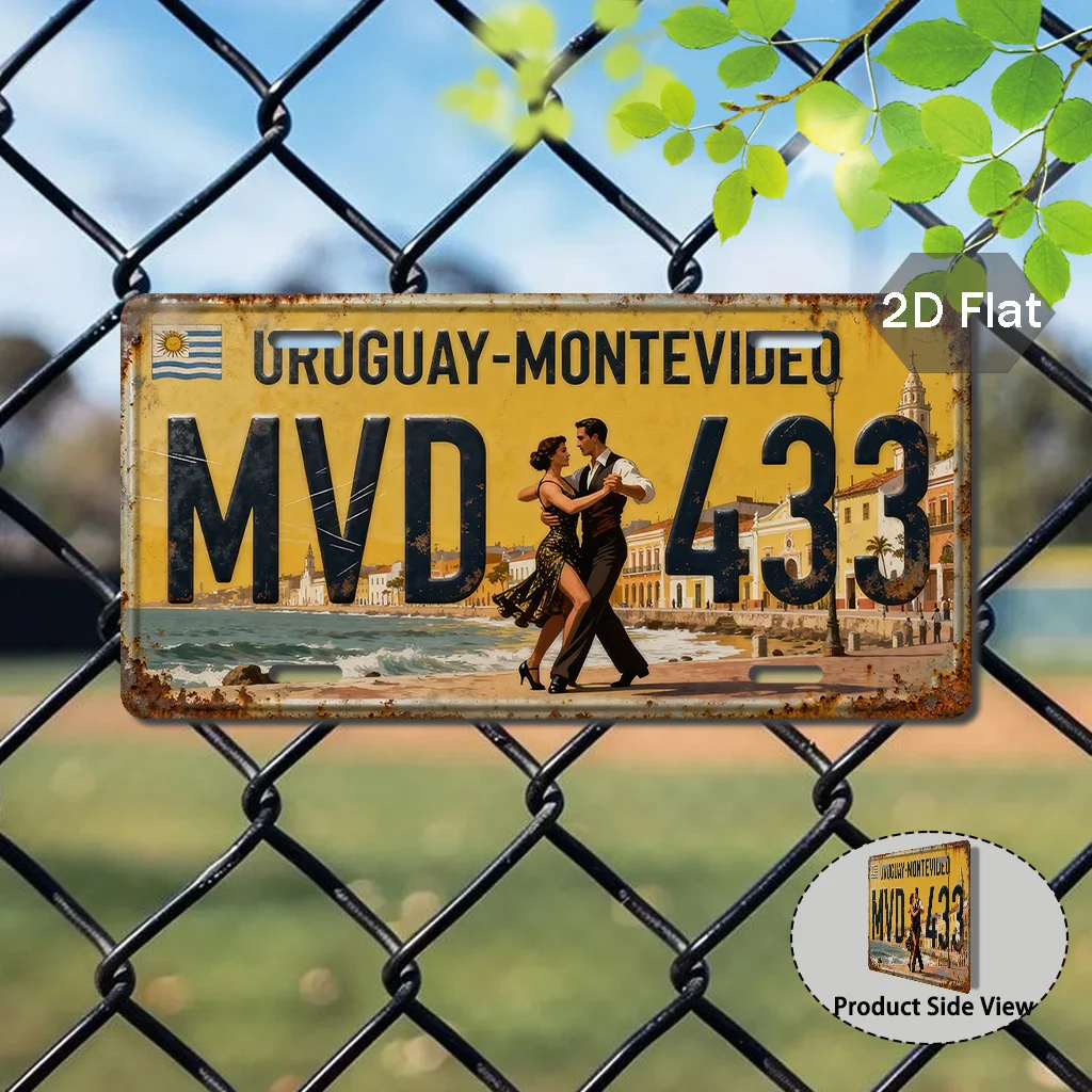Letrero Metálico Vintage de Montevideo, Uruguay, Placa de Metal Decorativa de 11.8x5.9 Pulgadas para Decoración de Pared, Regalo de Viaje