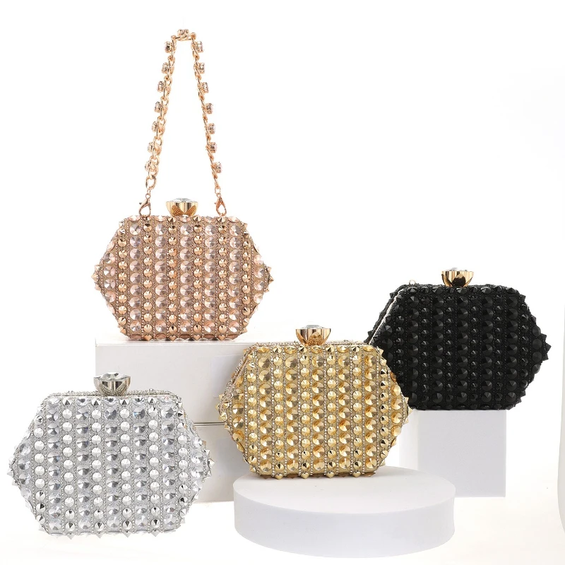 

Shiny Diamond Clutch Bags for Women Beading Crystal Handbag Luxury Formal Dress Evening Bags Small Champange Purse Bolso