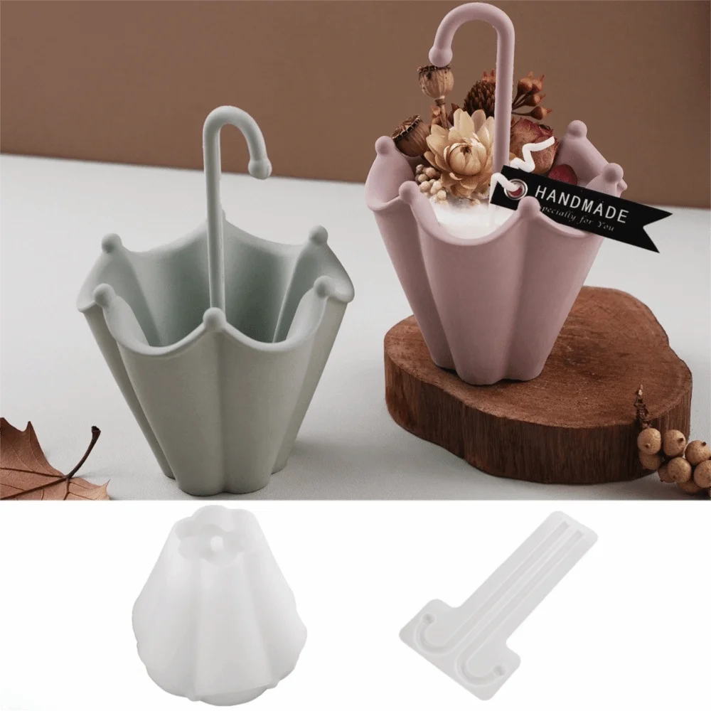 Multi-functional Silicone Umbrella Shape Candle Cup Mold Flexible 3D Flower Pot Mold DIY Non-stick Plaster Mold Cement