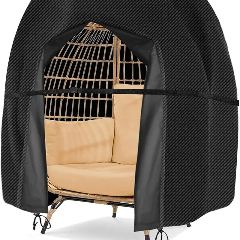 420D Outdoor Egg Shaped Double Swing Chair Cover Waterproof Windproof with Zipper Buckle Rope Egg Chair Protector