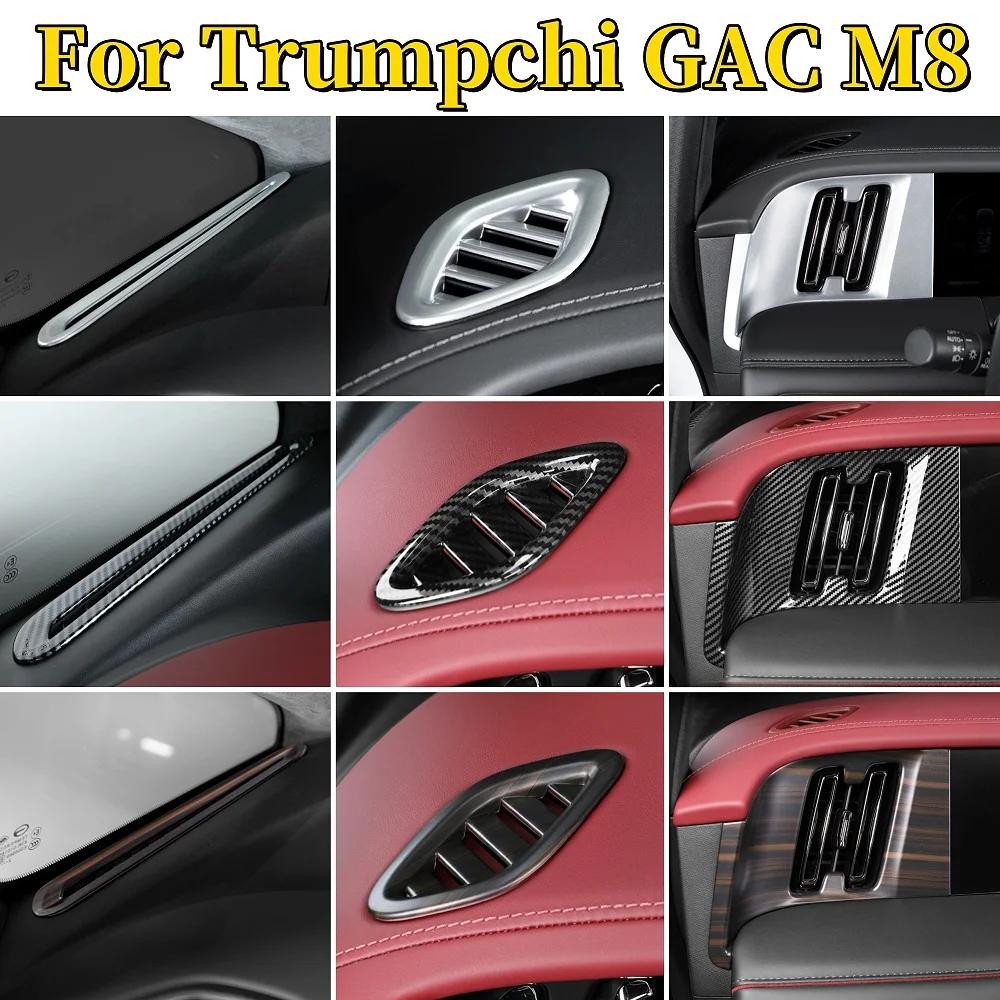 

For Trumpchi GAC M8 2023-2025 Accessories Car Air Outlet Left Right Air Outlet Trim Cover ABS Wood grain carbon fiber silvery