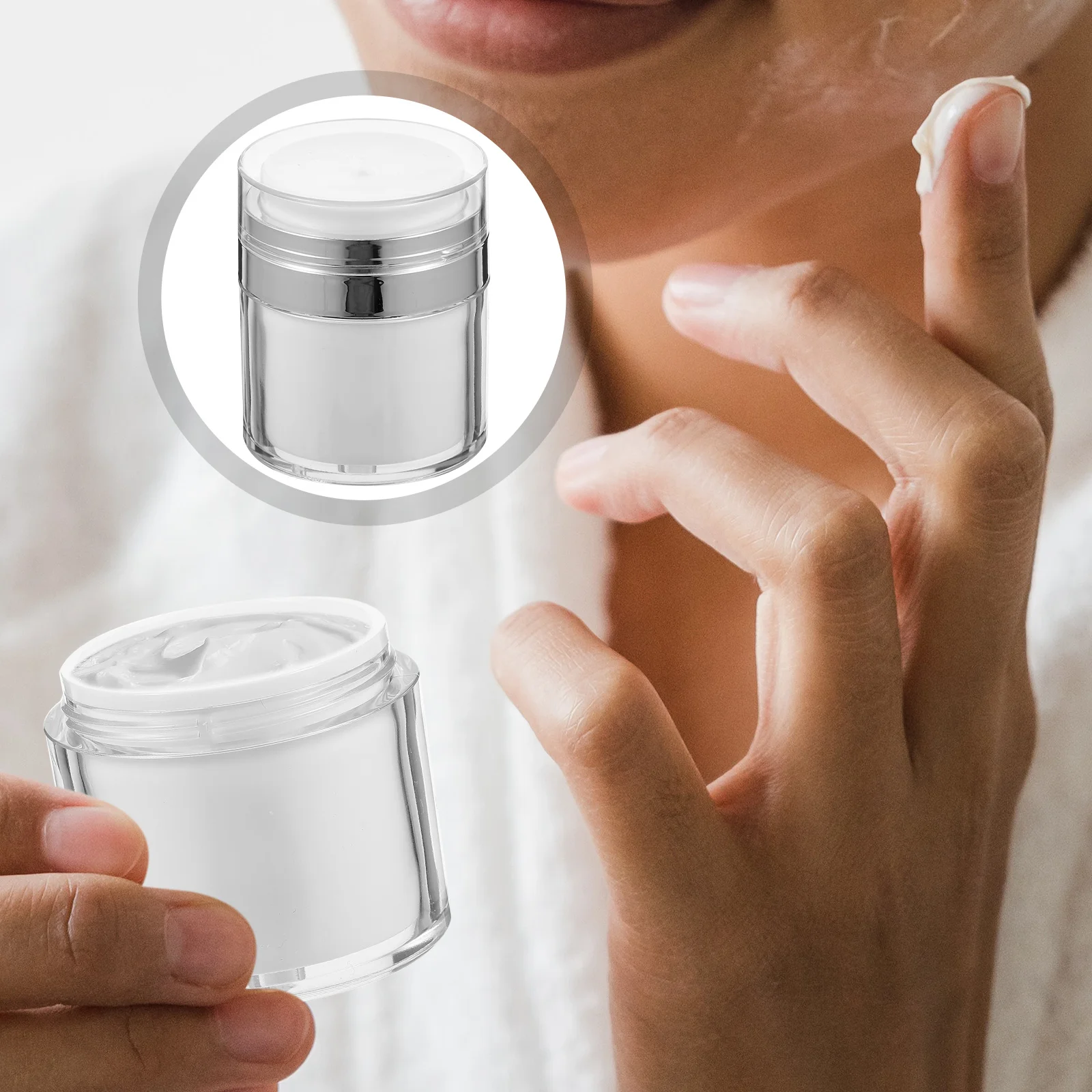 

2 Pcs Makeup Box Press Cream Jar Travel Hand Dispenser Body Leakproof Sub Container
