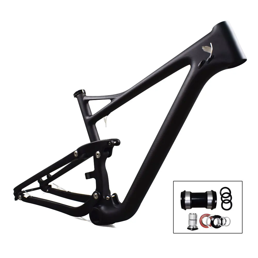 

T1000 Carbon Full Suspension MTB Frame 29er 122mm Travel Enduro Bike Frame with Internal Cable Routing Boost 12x142mm PF30 BB