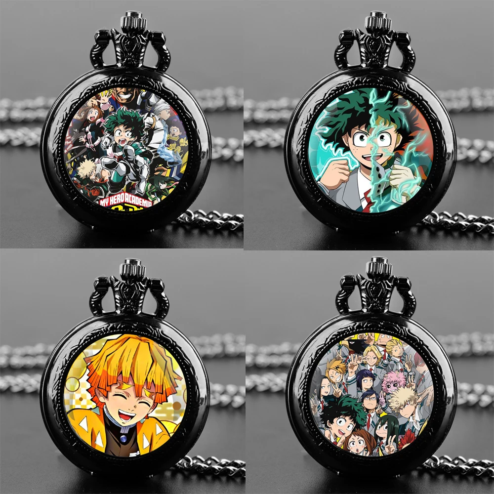 Anime Tokyo Ghoul Ken Kaneki Manga My Hero Academic Quartz Pocket Watch for Women Men Kids Necklace Unique Pendant Clock Gift