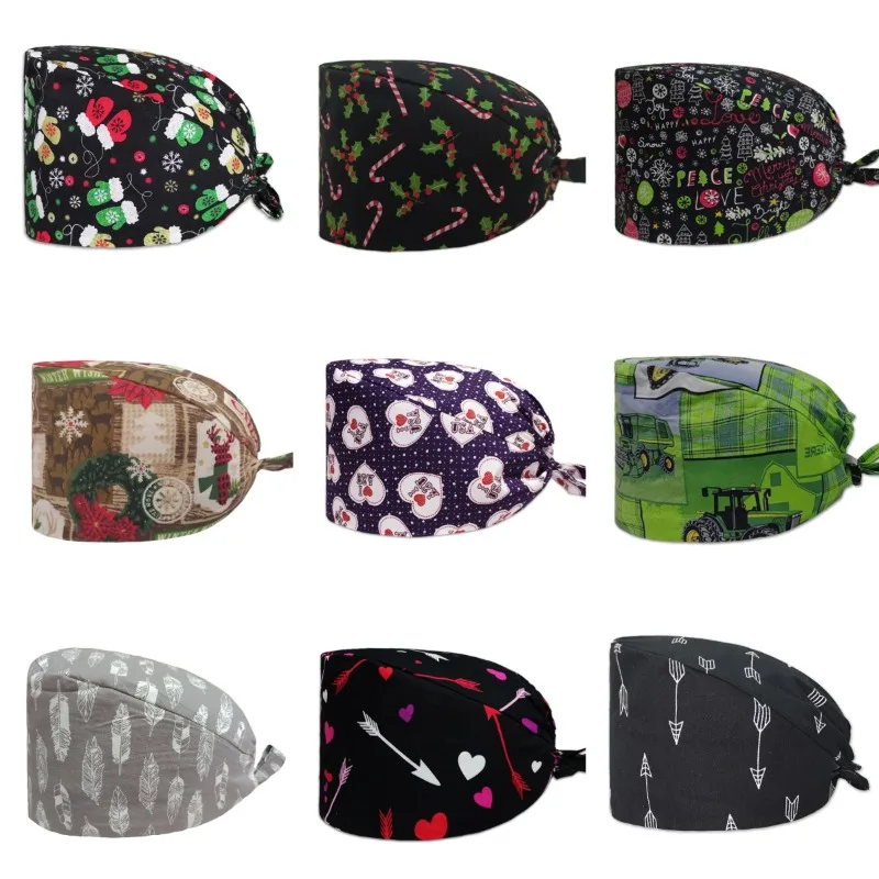 Gorros quirúrgicos para mujer, gorro de algodón puro para enfermera, Enfermería Médica, dentista, laboratorio, salón de belleza, clínica, accesorios de trabajo