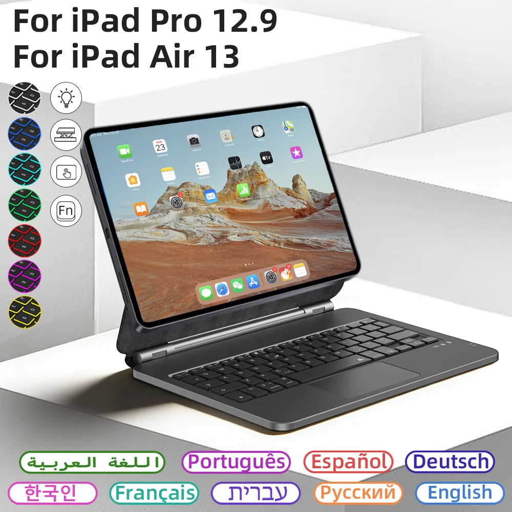 

Smart Magnetic Book Cover Folio Keyboard Case for IPad 12.9in 3rd 4th 5th 6th Gen Magic wireless Keyboard Ipad Accessories