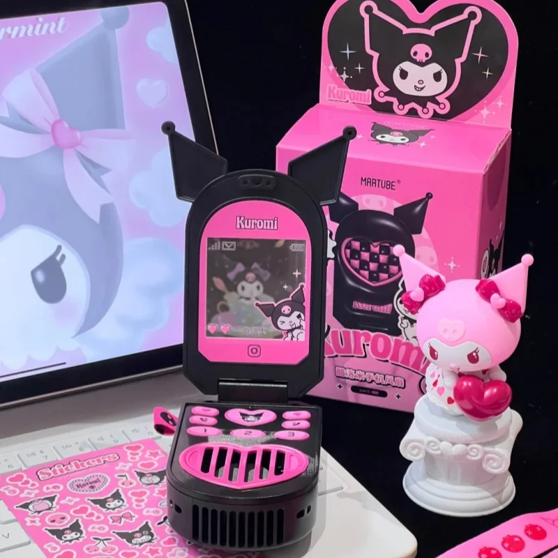 

2024 Sanrio Melody Mobile Kuromi Phone Fan Cute Girl Handheld Small Fan 900mah Portable Hanging Neck Electric Birthday Toy Gift