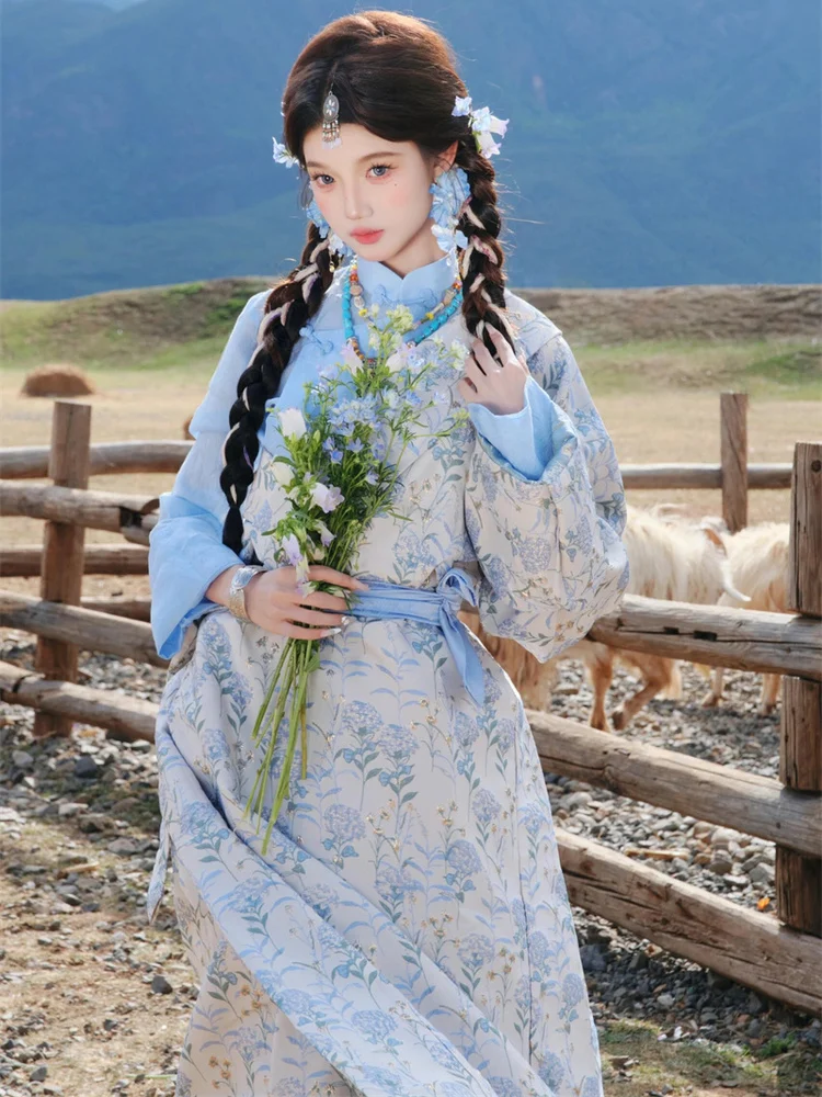 

Tibetan Costume Women's New Style Ethnic Photography Travel Shoot Lijiang Hot Sale Tibetan Robe Tibetan Ethnic Wear