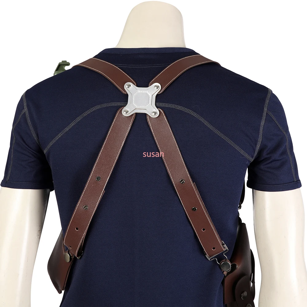 Carnival Halloween Game Costume Accessories Utility Belt With Bags Hero Leon Kennedy Cosplay T-Shirt Officer Armpit Holster