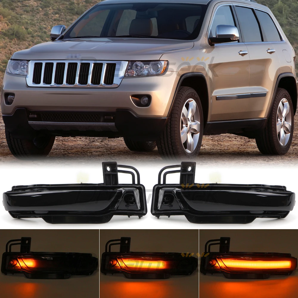 LED Side Mirror Light for Jeep Grand Cherokee WK2 2011-20 Dynamic Reflector Turn Signal Lamp Smoke Sequential Indicator Blinker