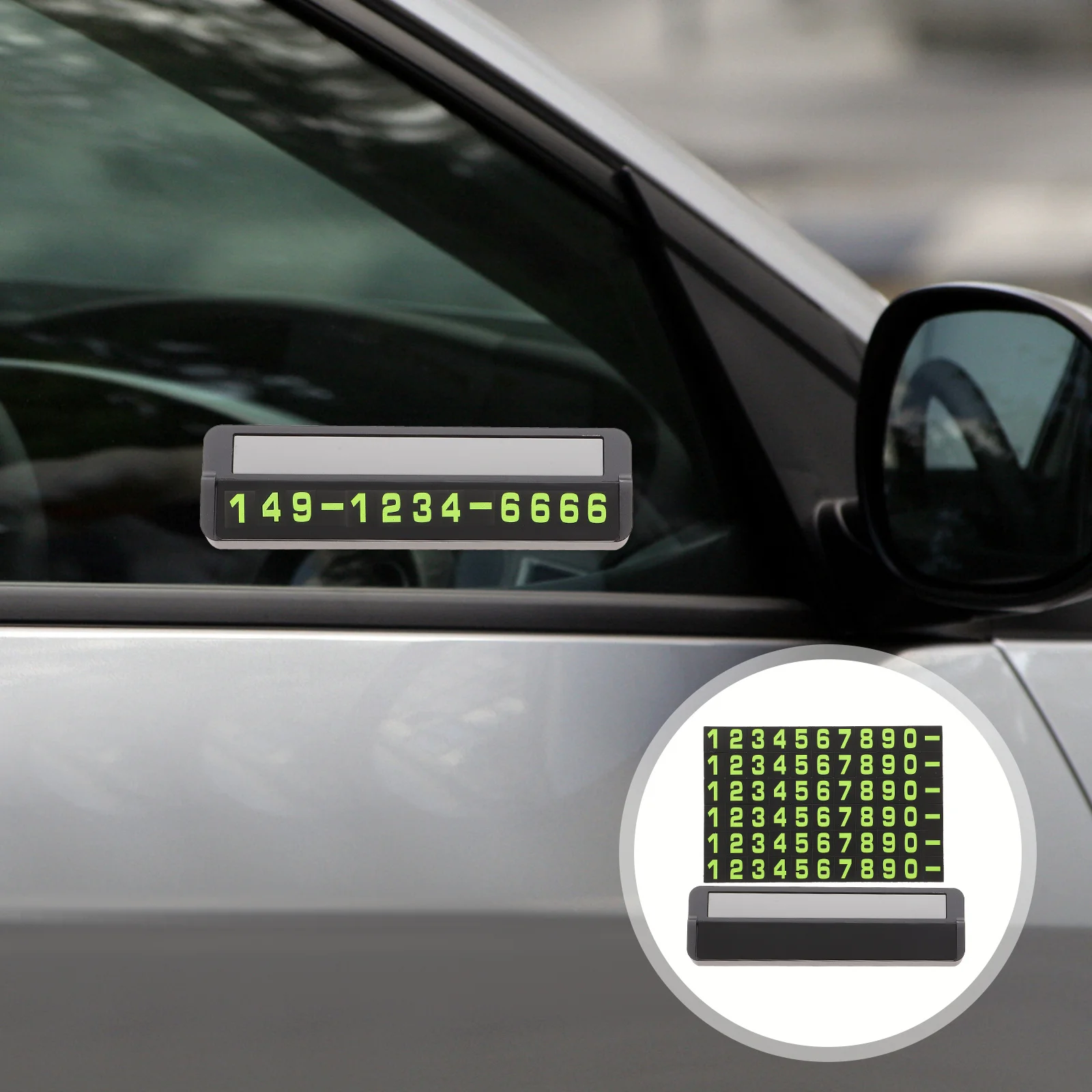 

Temporary Stop Signs for Car Heavy Duty Waterproof Number Board with LED Light Compact Moving Plate for Outdoor Use