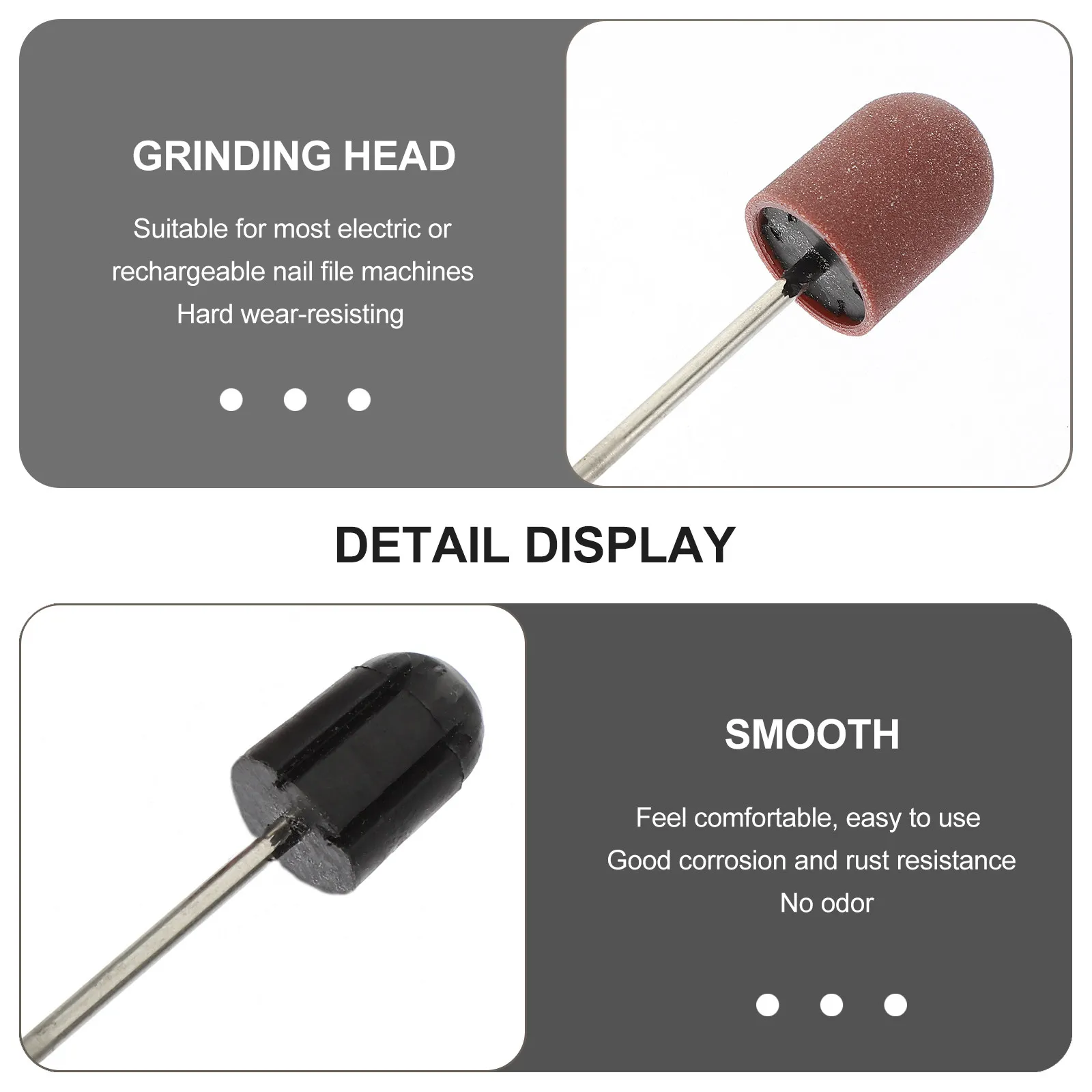 10Pcs Nail Art Sanding Caps Rust Proof Polishing Caps Manicure Drill Bit Replacement Tool for Cuticle Removal and Nail Care