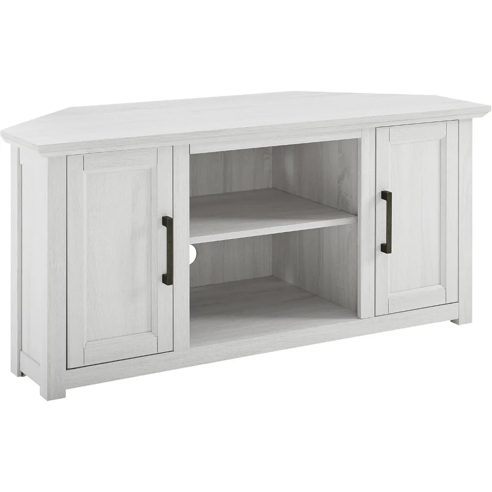 

Camden 48-inch Corner TV Stand with Open Storage, Whitewash