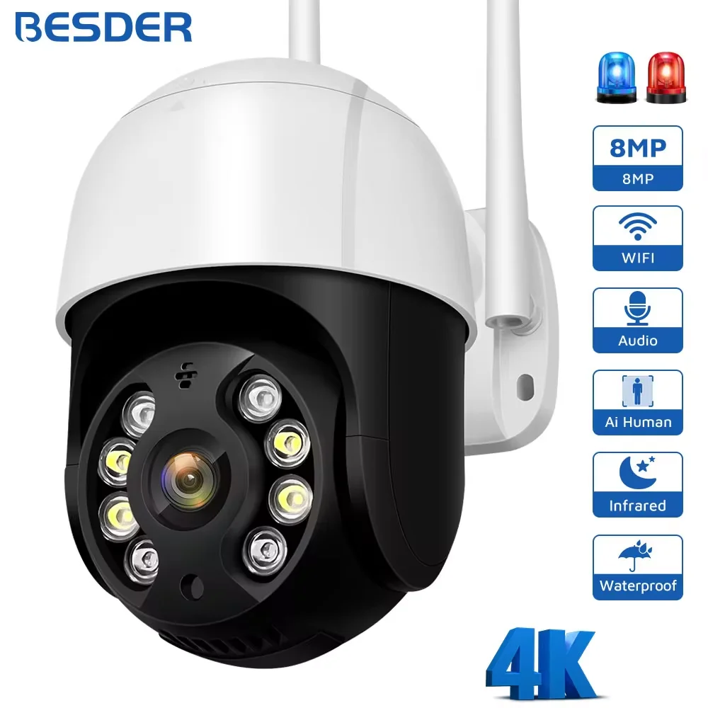 

8MP PTZ WiFi IP Camera 4K AI Human Detection Color Night Vision Audio Video Surveillance Cameras Outdoor Security CCTV Camera