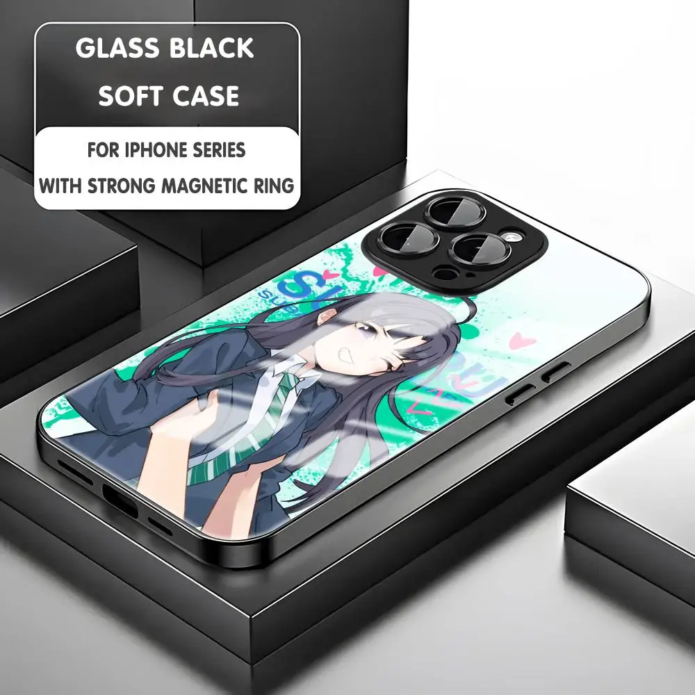 حافظة لهاتف آيفون 17 16 e 15 14 13 12 11 X XR XS Plus Mini Pro Max حافظة مغناطيسية زجاجية من Awa Subaru 486