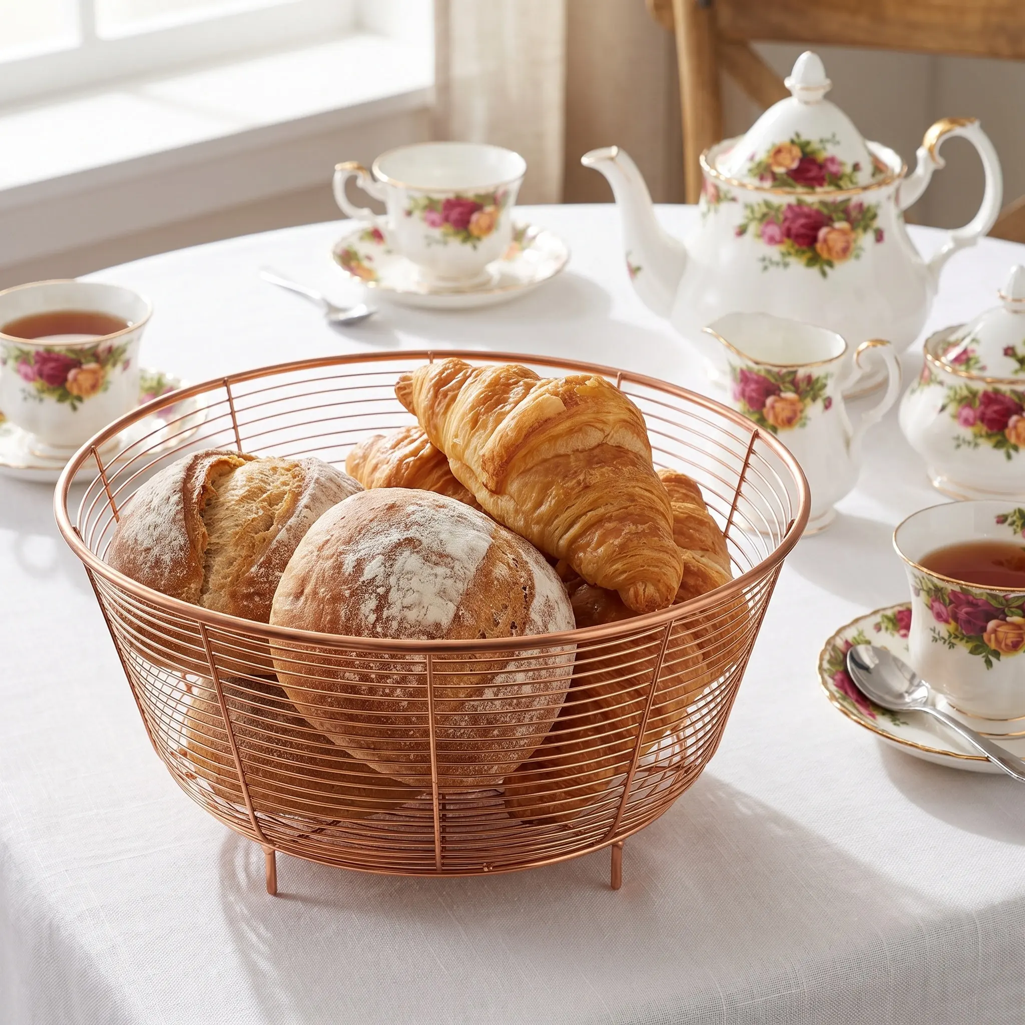 Stainless Steel Fruit Storage Basket Mesh Wire Bowl Bread Vegetable Container Kitchen Counter Large Capacity Fruit Holder Stand