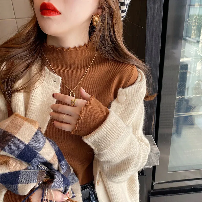 Autumn Winter Knit Jumper Simple Basic turtleneck Pullovers Women Casual Long Sleeve Sweater Girls Korean Fashion Knitwears Tops