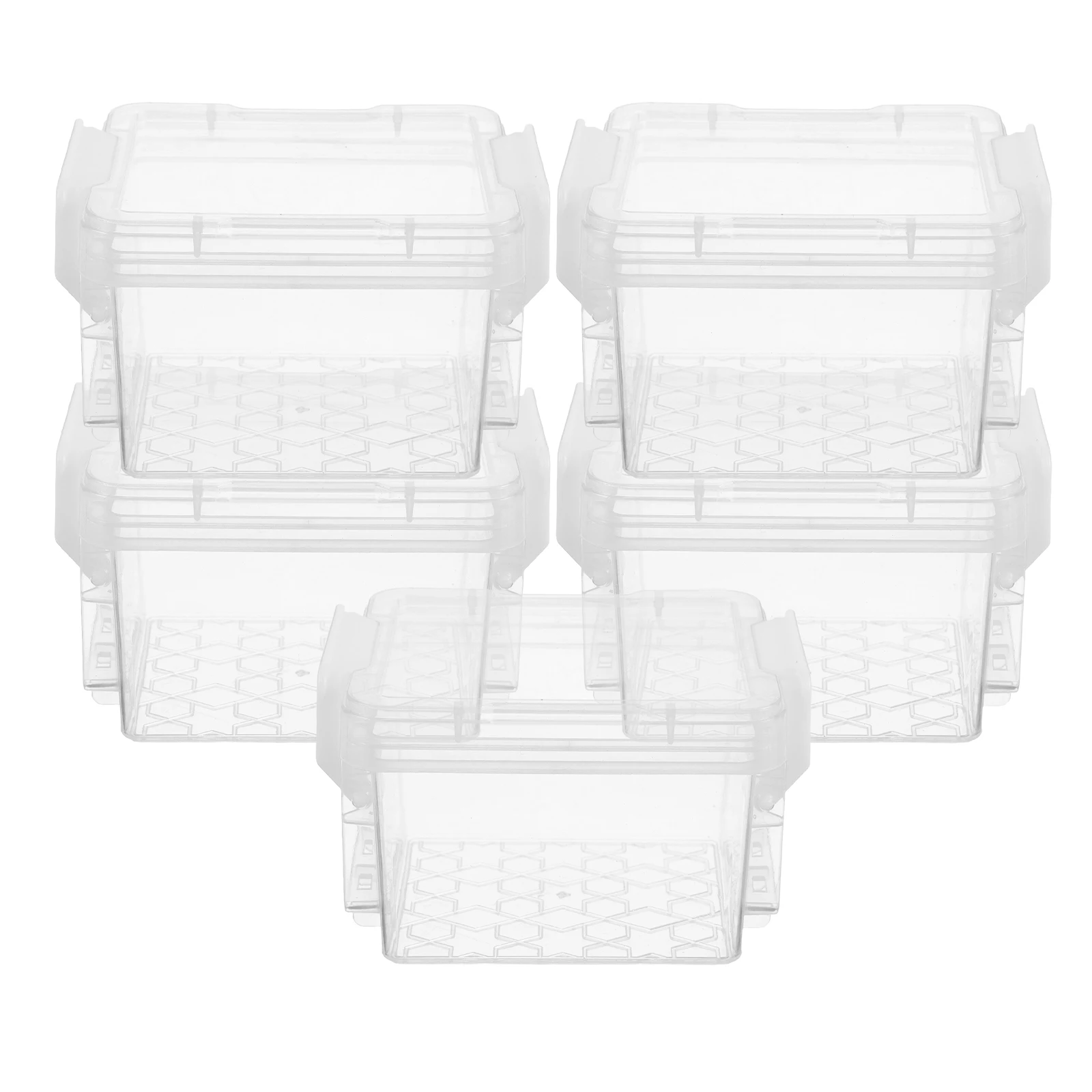 

5 Pcs Transparent Storage Box Desk Holders Container Portable Clear with Lid Plastic Case Beads Desktop Stationery Organiser