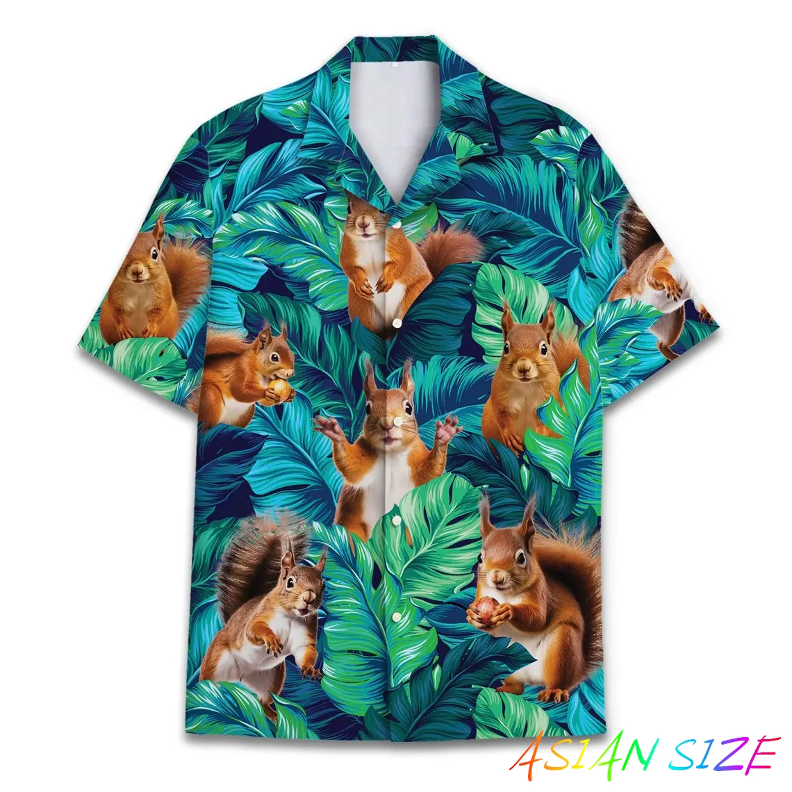 

New Squirrel Hawaiian Shirt Unisex Funny Personalized 3D Print Buttons Shirts 2025 Beach Short Sleeve Lapel Shirts Plant Blouses