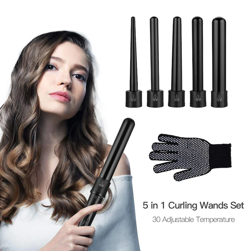 5 in 1 curling iron set wand Multi kit interchangeable wand multiple head electric hair curler tong curling wand set iron