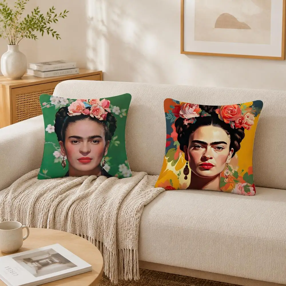 Retro Art F-Fridas Cushion Cover Plush Decorative Pillow Case With Hidden Zipper Fashion Room Decor For Home