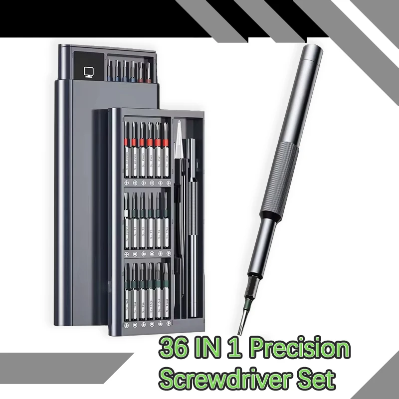 

Набор прецизионных отверток 36 в 1, стальные биты S2, набор магнитных инструментов для ремонта с длинными битами для телефона, ноутбука, камеры, часов, электронных часов
