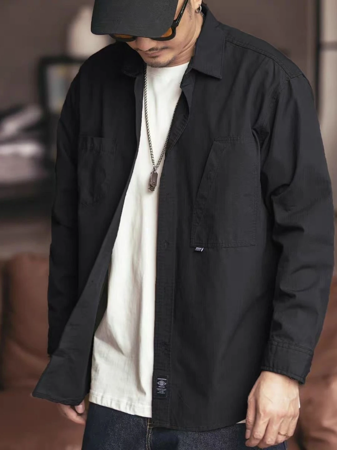 

Мужская рабочая одежда из чистого хлопка, длинный рукав, повседневный стиль, свободный крой, большие размеры, удобная хлопковая куртка.