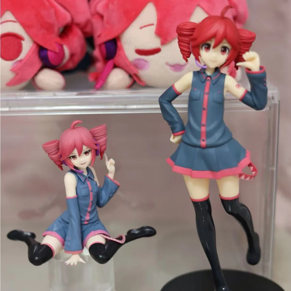 Kasane Teto Twin-Tail Anime Girl Figure Set – 2PCS PVC Collectible Dolls with Two Poses, Cute Character Statues for Desktop Deco