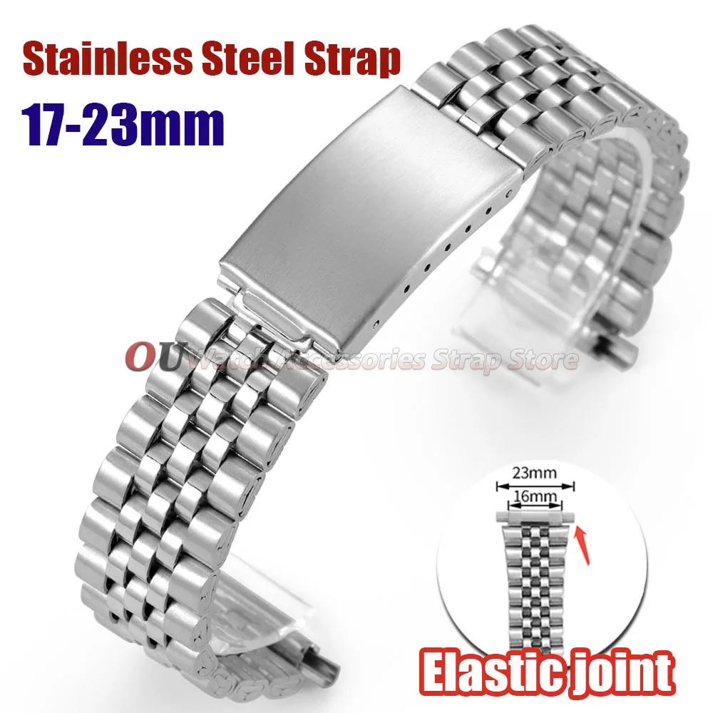 17mm 18mm 19mm 20mm 21mm 22mm 23mm Stainless Steel Watch Straps Metal Flexible Interface Watch Band Bracelet Women Men Wristband