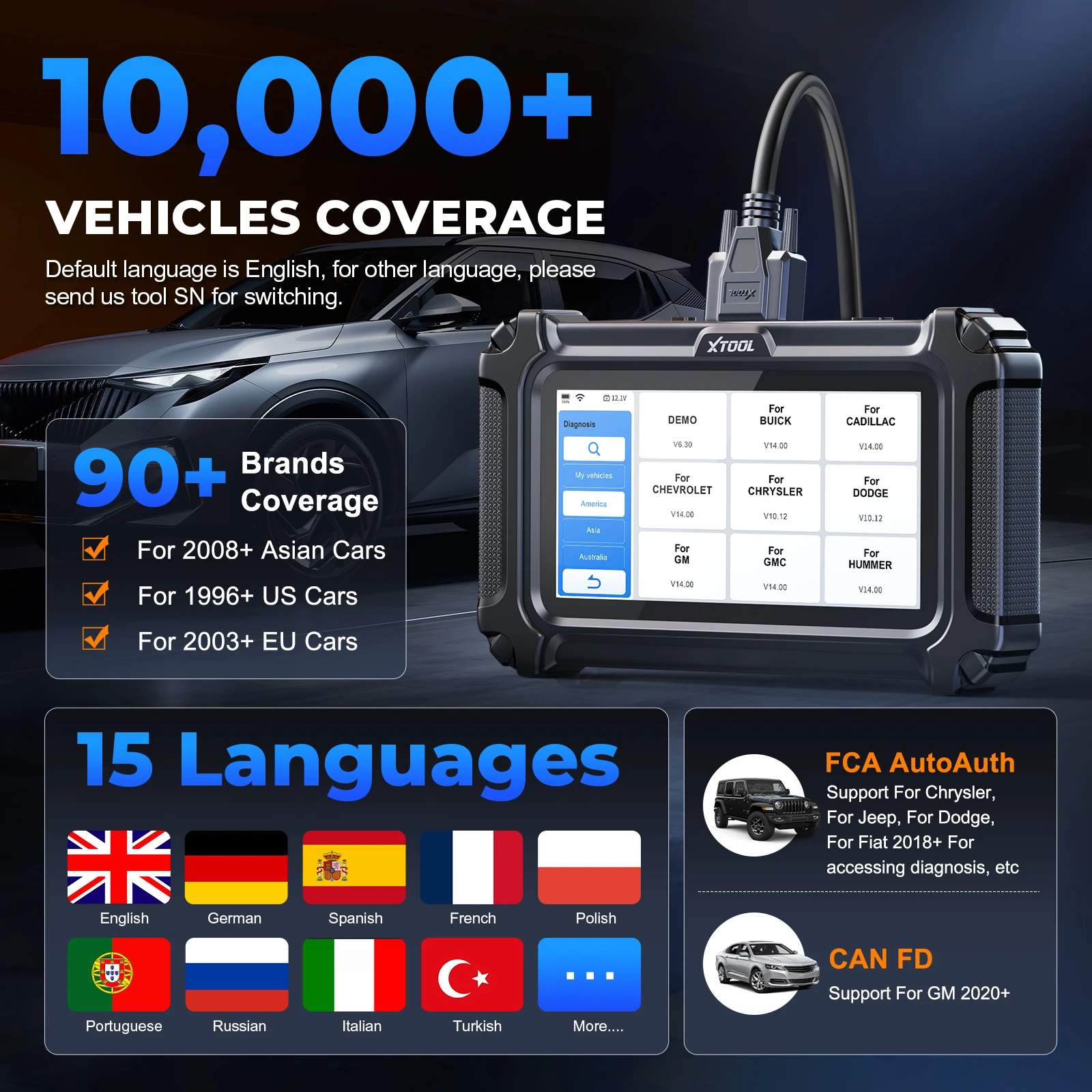 XTOOL D6 نظام كامل أداة تشخيص السيارات الماسح الضوئي للسيارات 15 إعادة تعيين الخدمات مدى الحياة تحديث مجاني FCA AutoAuth CAN FD PK D5 D5S