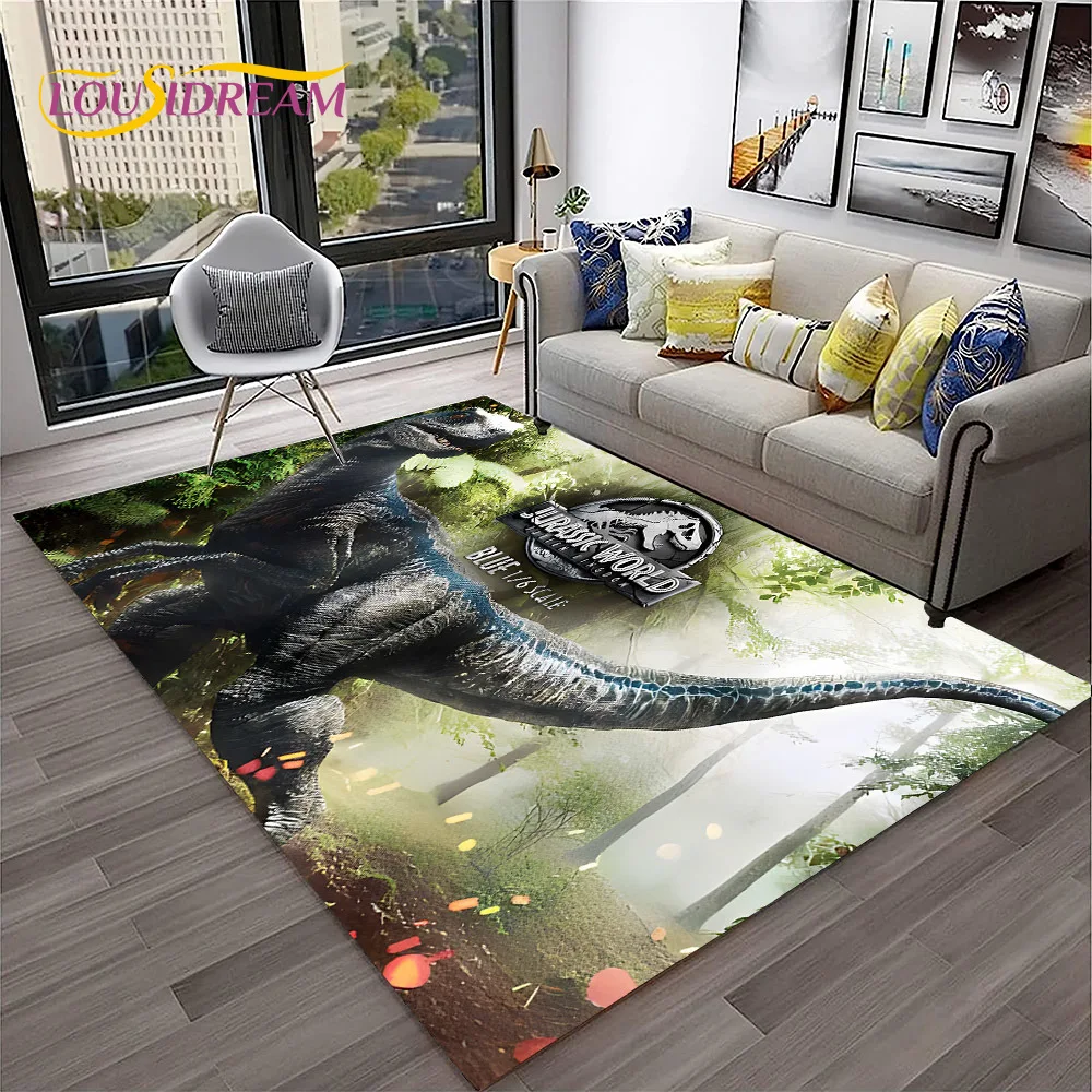 Dinosaur Cartoon Jurassic Park Child Carpet Rug for Home Living Room Bedroom Sofa Doormat Decor,Play Area Rug Non-slip Floor Mat