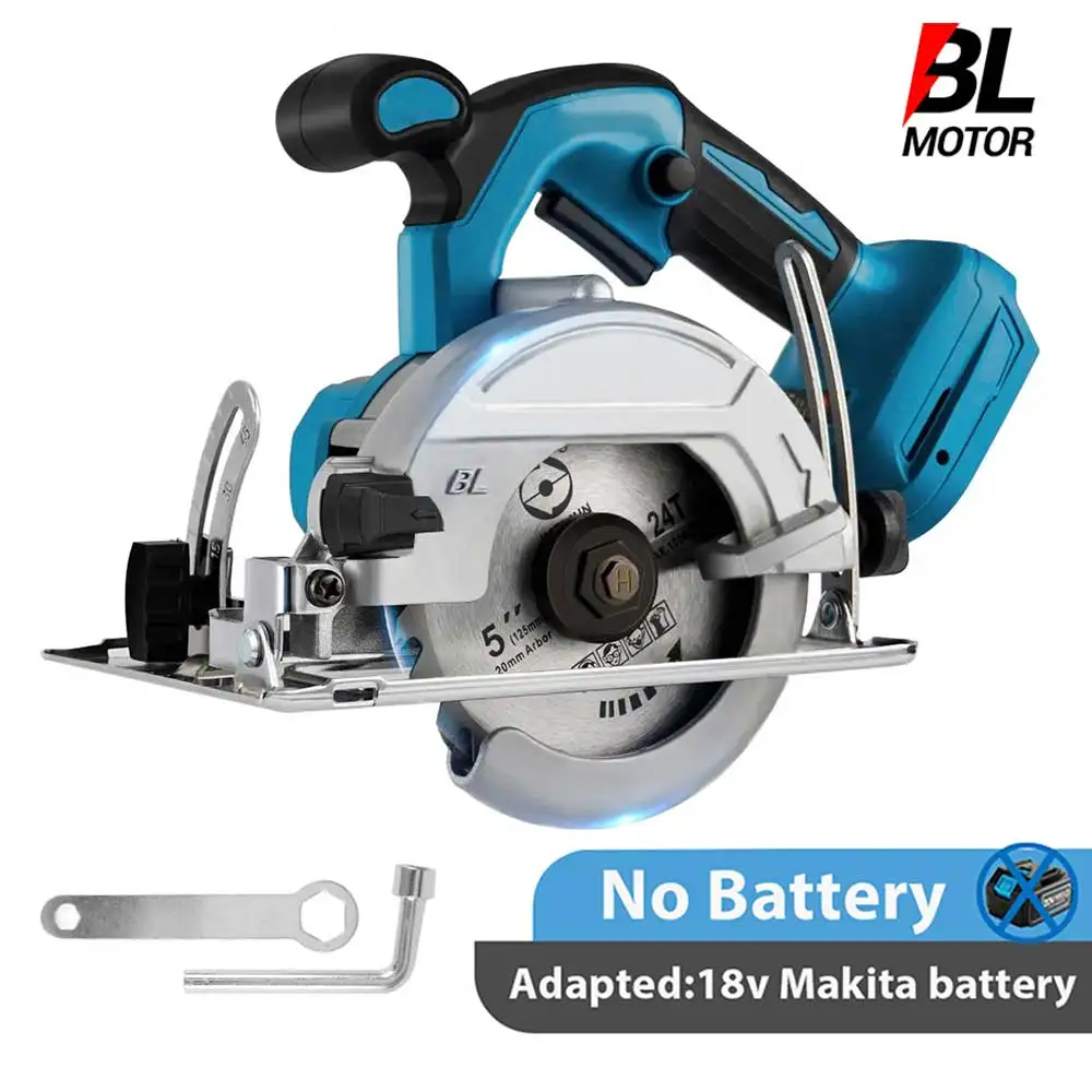 Mini scie circulaire électrique sans balais, 10800 tr/min, 125mm, sans fil, angle réglable, outil électrique pour le travail du bois, outil de jardinage, pour batterie 18V