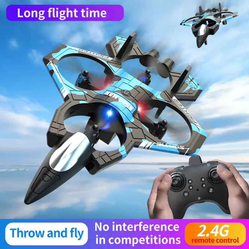 JCMO K500MAX Glider Flying Helicopter RC Hobby Jet Plane 2.4G Stunt Remote Control Foam Fighter Airplane Toy Drone With Light